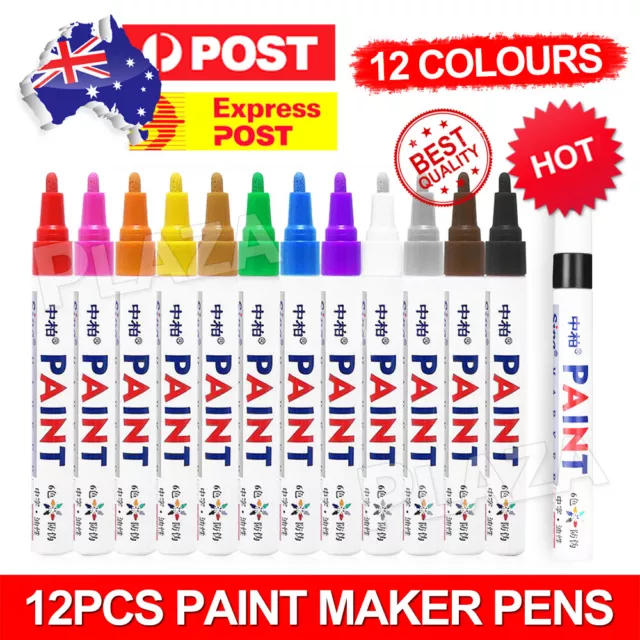 12 Colors Paint Pens Set Permanent Marker Pen For Car Rubber Tyre Waterproof