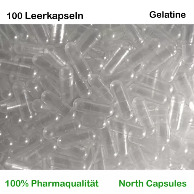 100 Leerkapseln Gelatinekapseln - Größe 00 HGK HG – leere Kapseln Premium TOP