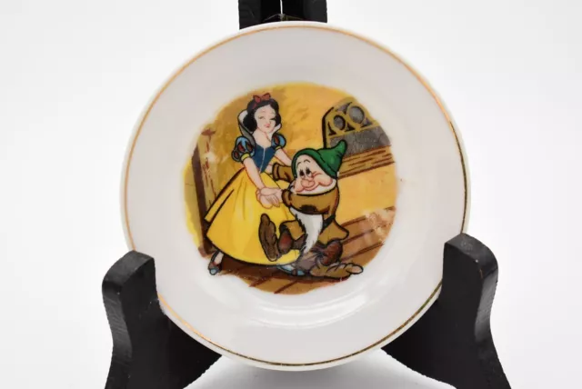 Disney Disneyland Marx Japan 4" Plate Snow White and the Seven Dwarfs Dancing