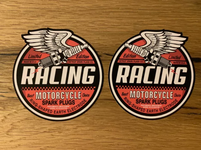 2x RACING Aufkleber Motorrad Cafe Racer Dirt Tracker Flat Vintage Oldtimer MG403