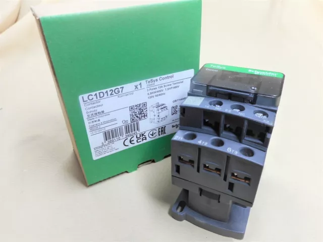 SCHNEIDER ELECTRIC LC1D12G7  contactor, 3-pole, 120VAC coil (NIB)