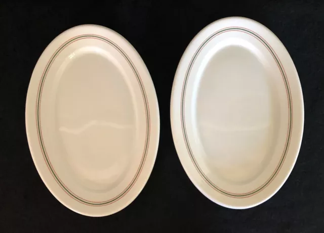OP Co Syracuse China 11 1/2" Oval Platter Restaurant Ware Stripes. D-4. 2 Avail.