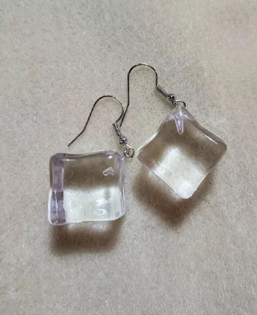 Ice Cube ICE Earrings Cool Novelty Funky Retro Cocktail Party Drink