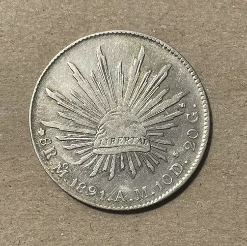 Mexico - 1891 MoAM Large Silver 8 Reales - Popular