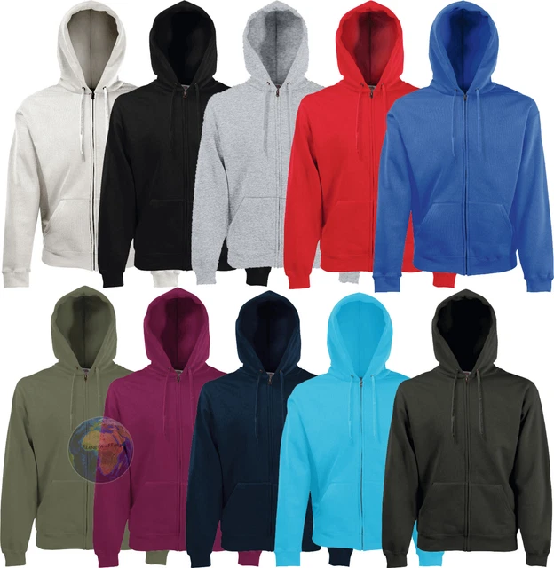 FELPA con ZIP INTERA Cerniera CAPPUCCIO da UOMO Giacca FRUIT OF THELOOM Tuta