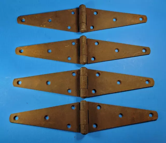 Vtg Strap Hinges Rustic 12 1/4" Long Iron Barn Door, Trunk Lid Box 2 3/4" Barrel