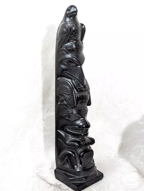 Large Resin and Stone Canadian Haida Art Totem 11.50"