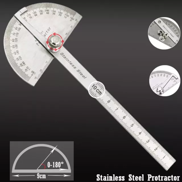 SAE Stainless Steel 180 degree Protractor Angle Finder Rotary Measuring Ruler