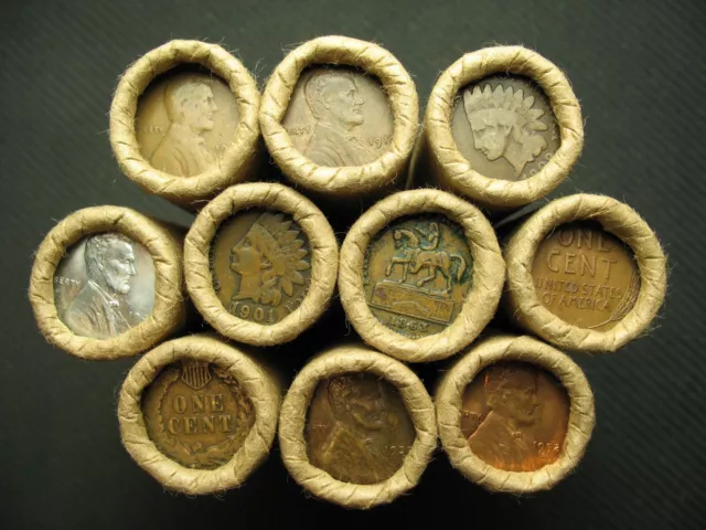 ~ 10 Lincoln Wheat Cent Penny Rolls "500 Coins" From Old Oregon Estate Horde!! ~