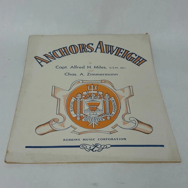 VINTAGE PIANO SHEET Music Anchors Aweigh Naval Academy Vintage