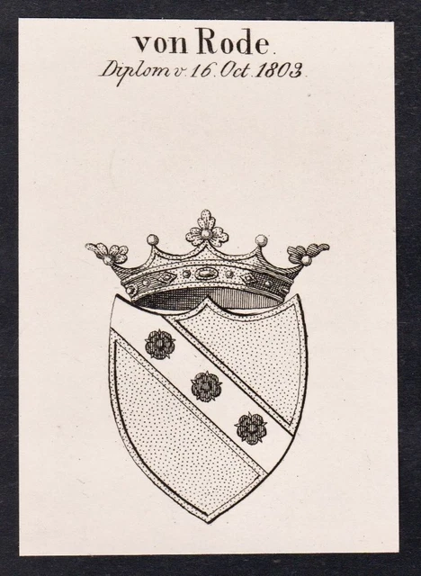 RODE ARMOIRIES COAT Of Arms Héraldique Genealogie Gravure sur Cuivre ...