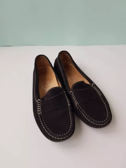 Tods Driver Womens Gommino Penny Loafers Suede Slip On Leather Black Sz 5.5 /35