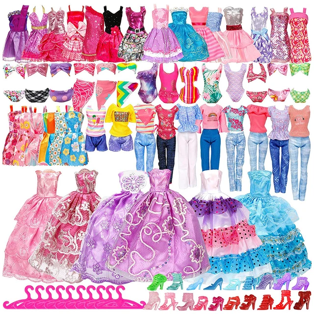 50PCS BARBIE DOLL Clothes Bundle Dresses Shoes Set Lot Accessories Girl