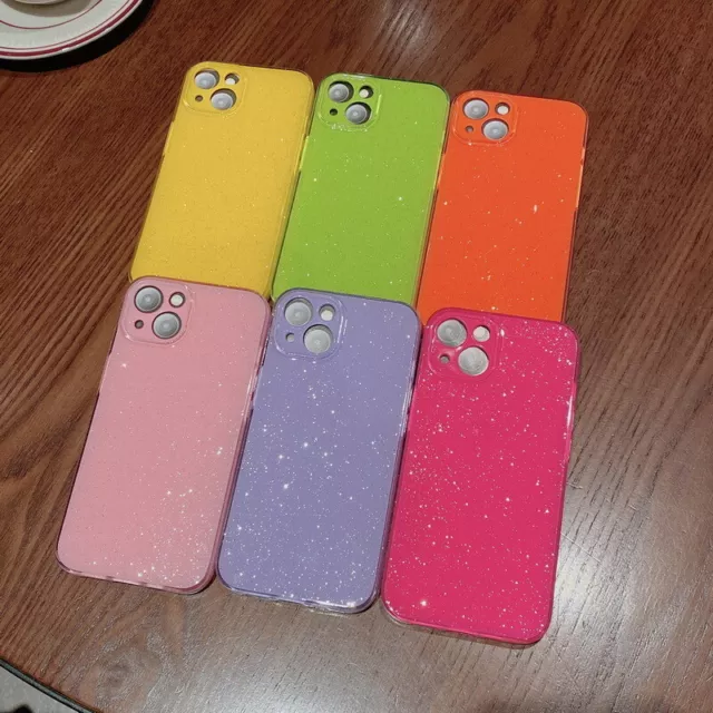 For iPhone 15 14 Pro Max 13 12 11 Glitter Bling Candy Color TPU Soft Case Cover