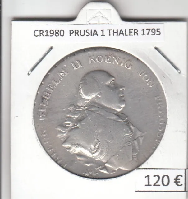 Cr1980 Moneda Prusia 1 Thaler 1795 Plata 120