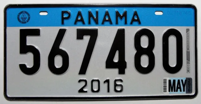 Altes Nummernschild aus Panama  2016 mit Sticker / Fenstersticker.