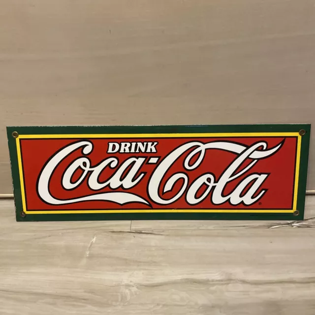 Coca Cola Porcelain Advertising Sign 2003 Made USA Standard Coke Heavy Used