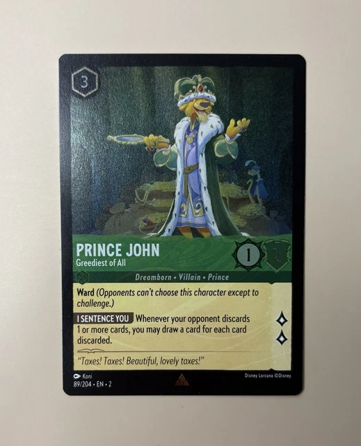 prince john lorcana card - Reign of Jafar - - FraidyCat (Rare) Robin Hood Cost (Ink) Lorcana Prince John - Opportunistic