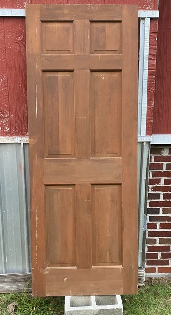 Architectural Salvaged Vintage 6-Panel Interior Solid Wood Door - 30" X 79"