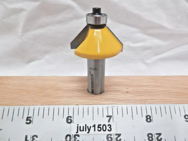 (1) NEW  Yonico 1-3/8 D 45° Chamfer Carbide Tip Router Bit 1/2 Shank Bearing y4