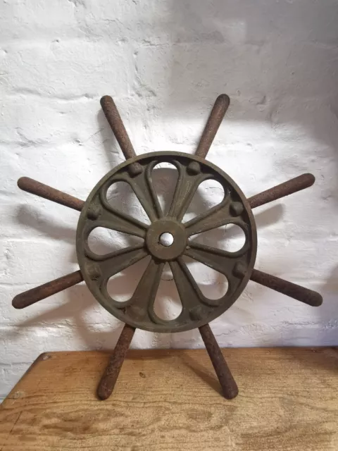 Antique solid brass / bronze and cast iron ship / Boat Wheel maritime nautical