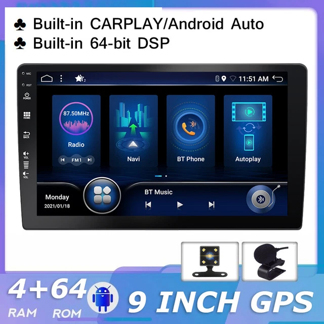 8-CORE 9& ANDROID 12 Car Stereo Head Unit Navi CarPlay 2 DIN 64GB WIFI ...