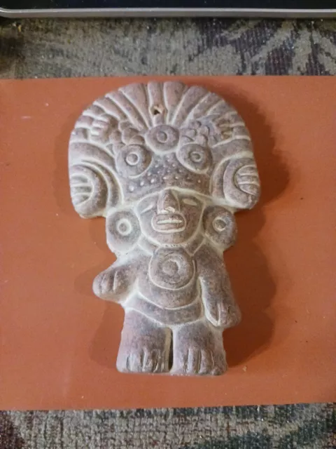 Vintage Mexican Aztec Mayan Wall Clay Terracota Warrior