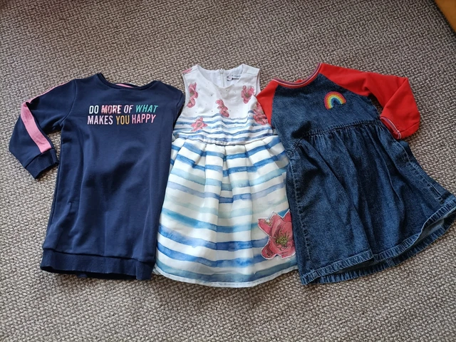 Girls Dress Clothes Bundle Age 4-5 Years Floral Striped Pamina Dress Rainbow