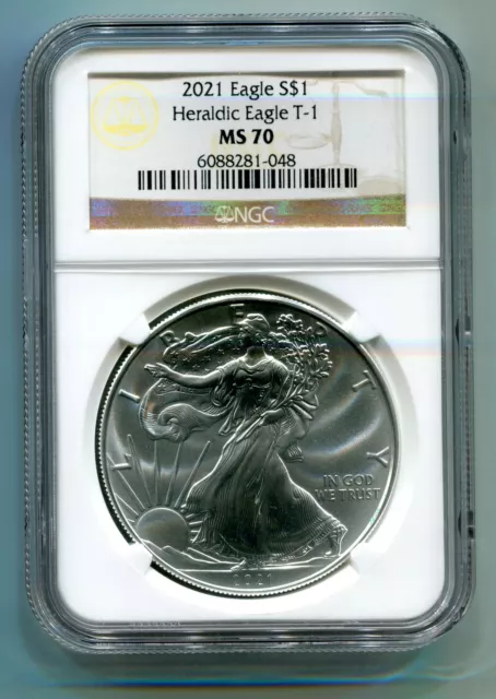 2021 Silver Eagle Heraldic Eagle T-1 Ngc Ms70 Classic Brown Label As Shown Pq