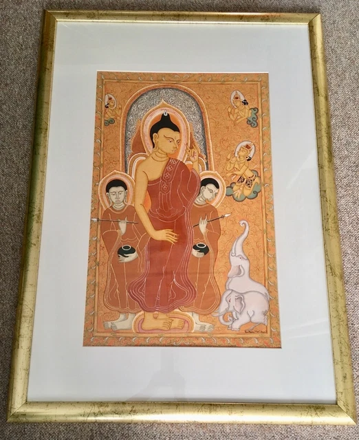 Seidenbild mit Göttern aus Nepal, Indien, Asiatika, Rarität, Handarbeit, UNIKAT,