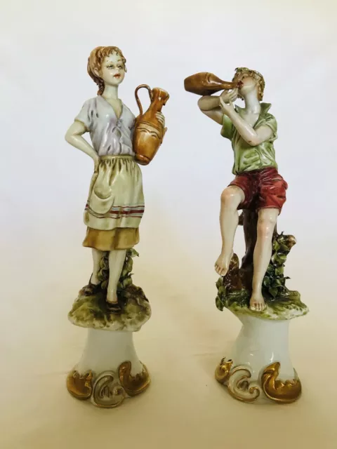 OFFERTA!Coppia statuine vintage porcellana Capodimonte da collezione. Alparone.