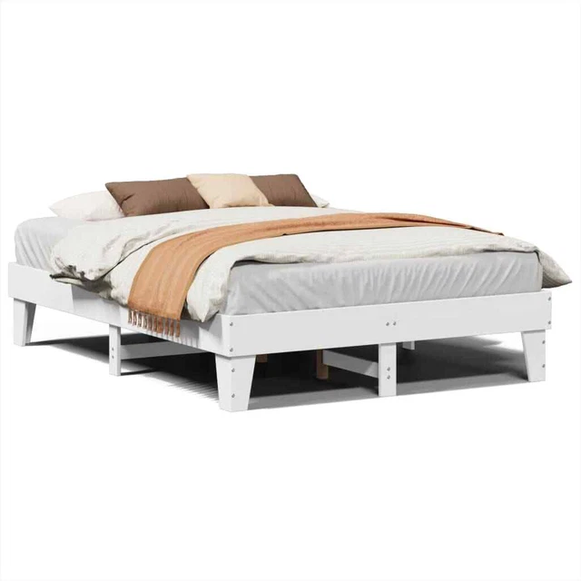BED FRAME WITHOUT Mattress White 150x200 cm King Size Solid Wood Pine