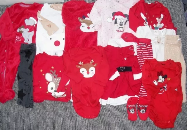 17 tlg. Paket Weihnachten Gr. 68-74/80 Baby Kleidung C&A Mädchen Strampler Kleid