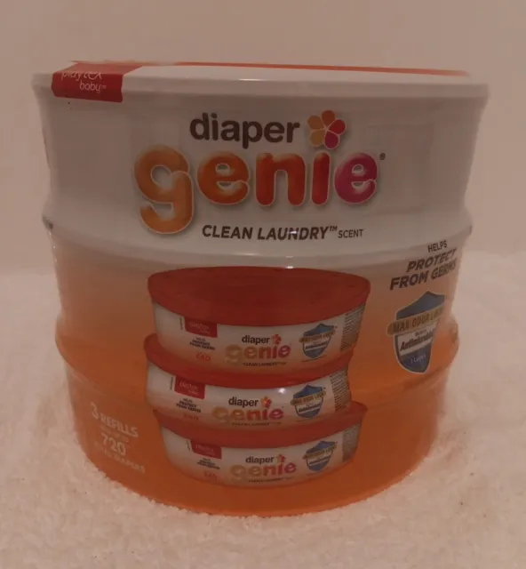 3 Pack Playtex Baby Diaper Genie Pail Recharges Clean Laundry Scent 720 Ct