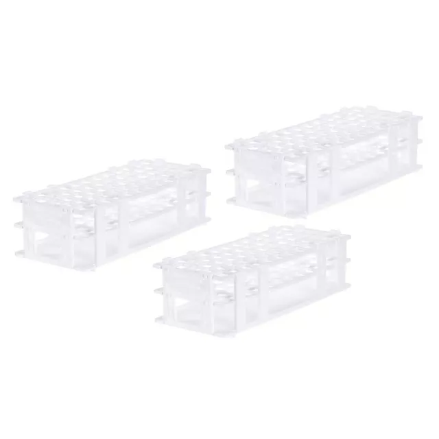 PP Plastic Test Tube Rack Holder 60 Holes White for 17mm Test Tubes, Pack of 3