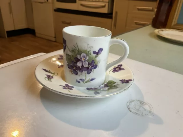 Hammersley & Co Longton England purple violets small teacup and saucer