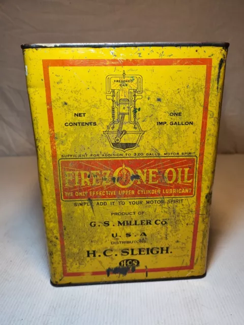 Golden Fleece Firezone Oil One Gallon Motor Oil Tin USA HC Sleigh VINTAGE RARE