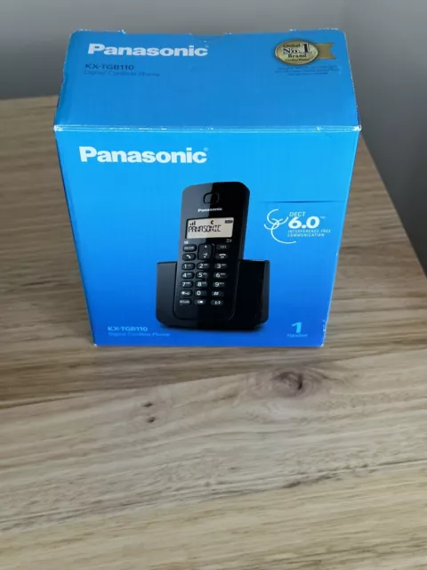 Panasonic Digital Cordless Phone with Single Handset, Black (KX-TGB110ALB)