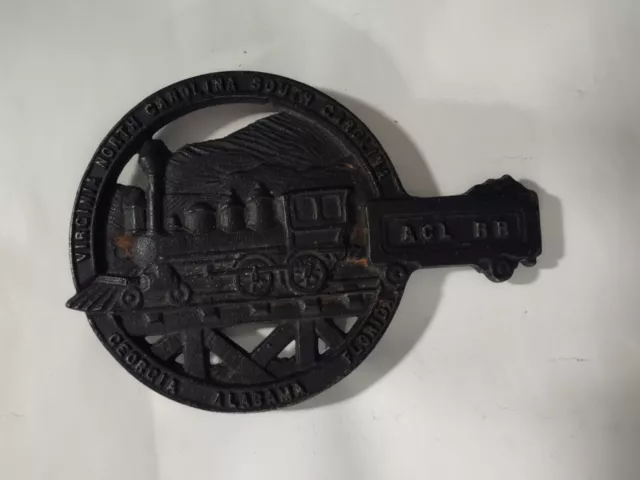 ACL RR Seaboard Coast Line Railroad Cast Iron Trivet Virginia MetalCrafters