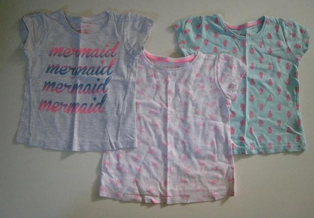 3 x PRIMARK BABY GIRLS KIDS MERMAID/FLAMINGO T-SHIRT BUNDLE SET - 18-24 MONTHS
