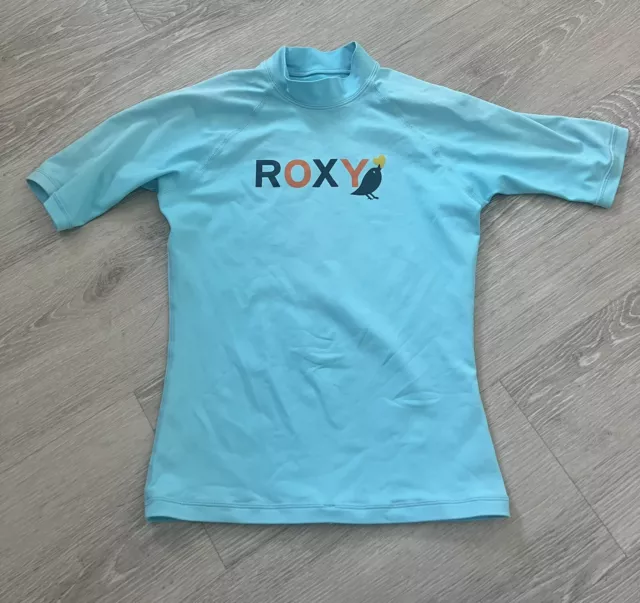 Roxy Short Sleeve Rash Guard Girls Size 6 Swim Shirt UV  💛