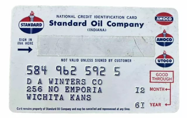 Vintage 1960 Standard Oil Company/Amoco Credit Card Expired -Very Good Condition