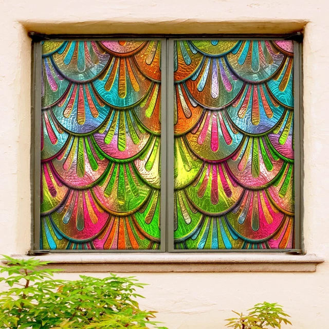 Scale Windows Pattern 3D SCALE PATTERN A181 Window Film Print Sticker Cling Stained Glass UV ...