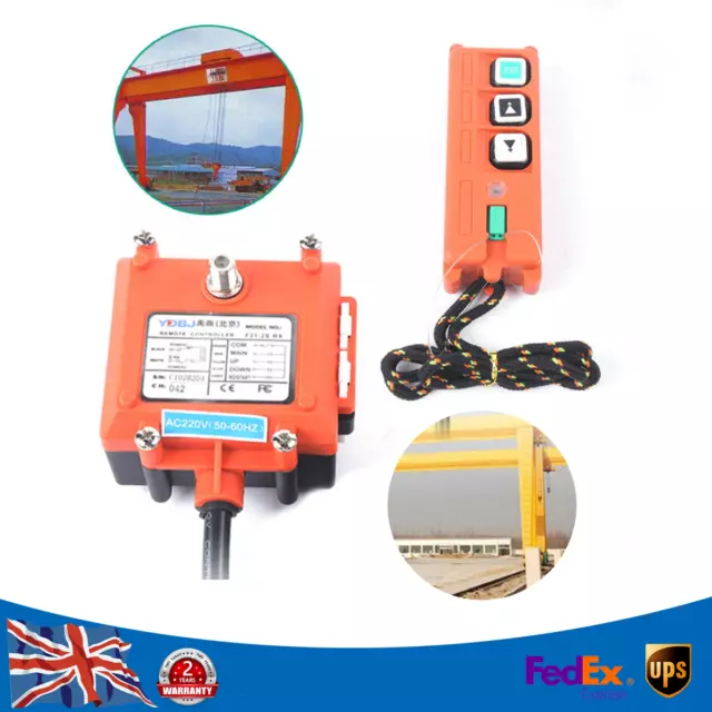 1 Transmitter & 1 Receiver Hoist Crane Radio Industrial Wireless Remote Control