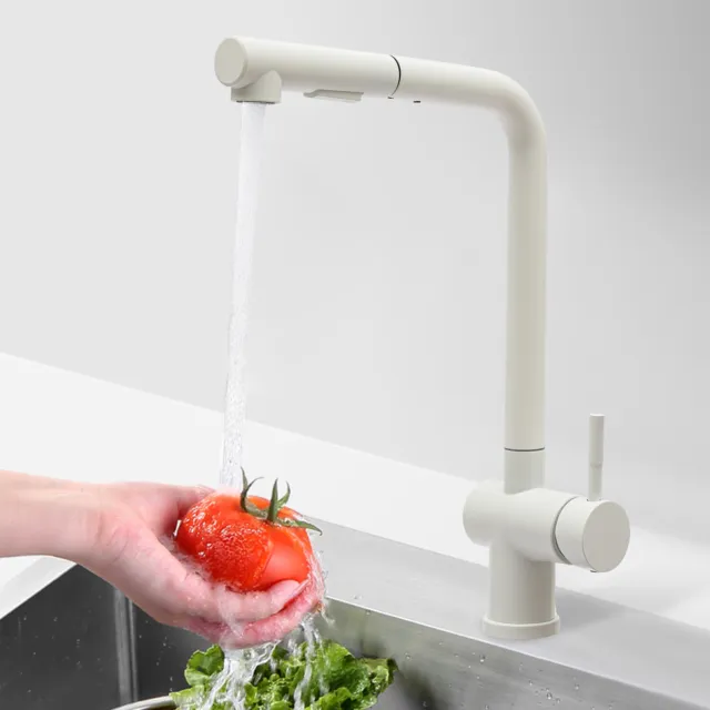 Küchenarmatur Weiß 360° Wasserhahn Küche Ausziehbar Brause Mischbatterie DHL