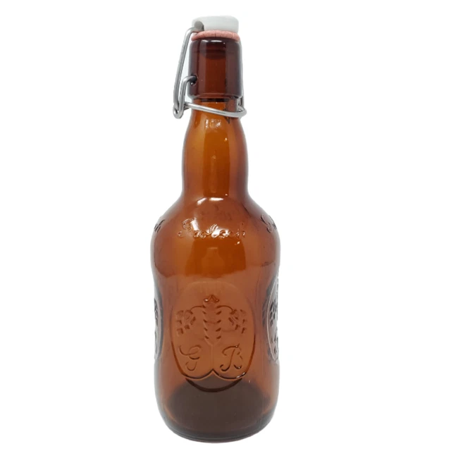 Vintage Grolsch Lager Brown Glass Beer Bottle Porcelain Swing Cap Top