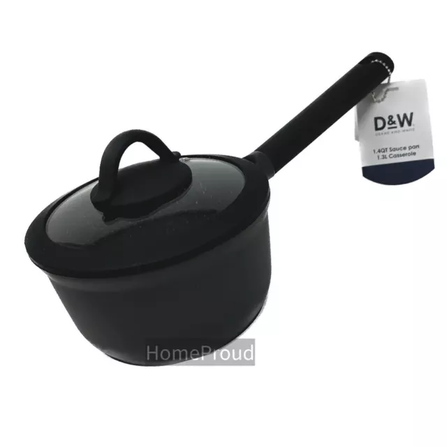 D&W Pot Casserole With Glass Lid, Deane&White Premium Cookware , 9.5” Inch  Black