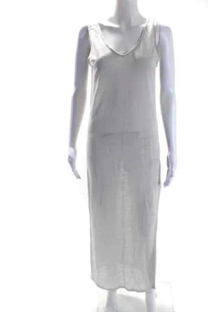 Majestic Filatures Womens Sleeveless Linen V Neck Maxi Dress Beige Size 2