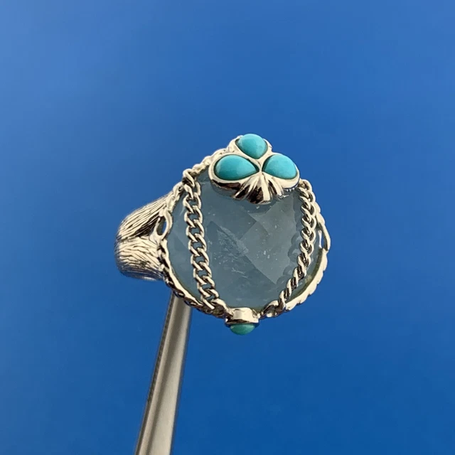 Anthony Nak Atelier Sterling Silver Faceted Chrysoprase Turquoise Cocktail Ring Anthony Nak Atelier Sterling Silver Faceted Chrysoprase Turquoise Cocktail Ring
