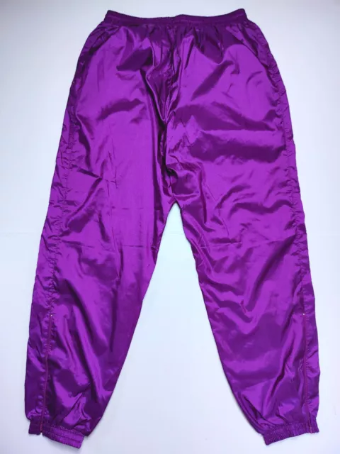 Nike Vintage Anni 80 90 Pantaloni Tuta Uomo Viola Antipioggia Orlo Zip Taglia XL 3